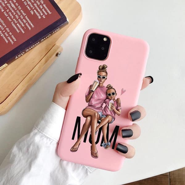 iPhone 12 & 12 Pro case mor datter lyserød sød sjov