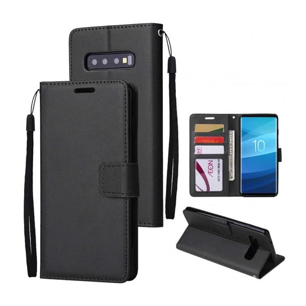 Samsung Galaxy S10 Plus Wallet Case Black Læder Læder Taske