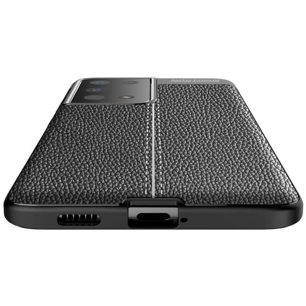 Litchi Belagt Etui Samsung Galaxy S21 Ultra - Sort