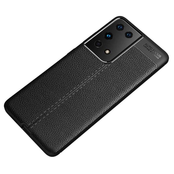 Litchi Belagt Etui Samsung Galaxy S21 Ultra - Sort
