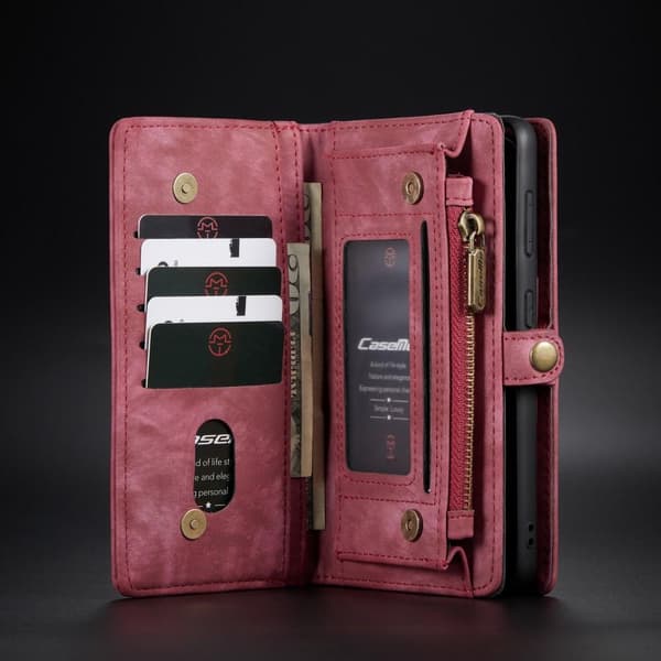 CASEME Samsung Galaxy S21+ (Plus) Retro läder plånboksfodral Röd