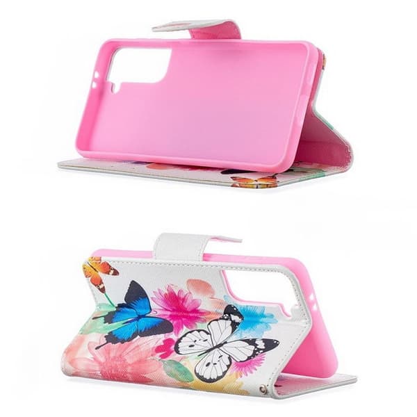 Plånboksfodral Samsung Galaxy S21 Plus – Färgglada Fjärilar