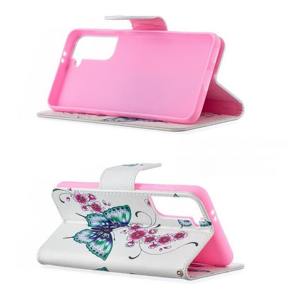 Plånboksfodral Samsung Galaxy S21 Plus – Fjärilar och Blommor