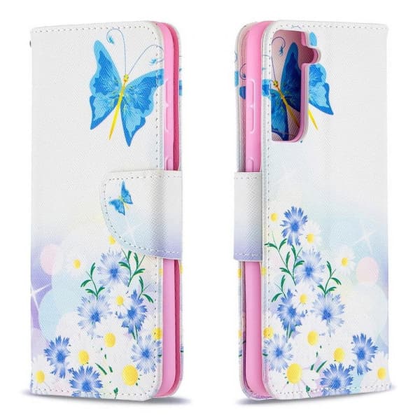 Plånboksfodral Samsung Galaxy S21 Plus – Fjärilar och Blommor