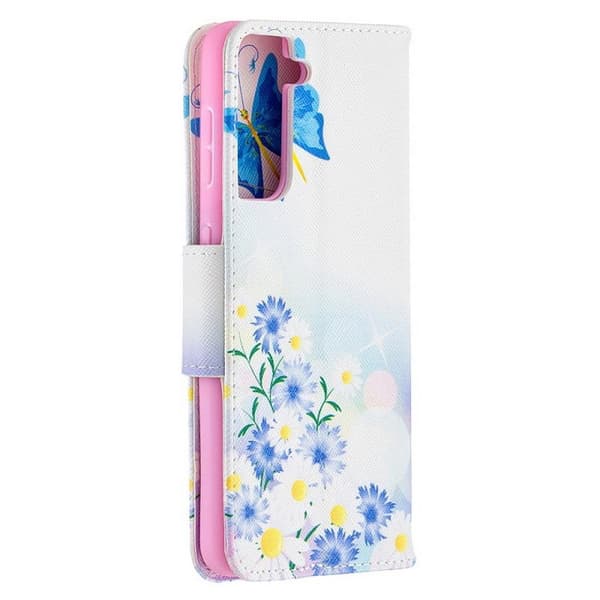 Plånboksfodral Samsung Galaxy S21 Plus – Fjärilar och Blommor