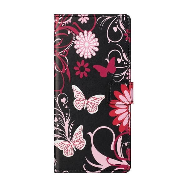 Plånboksfodral Samsung Galaxy S21 - Svart med Fjärilar