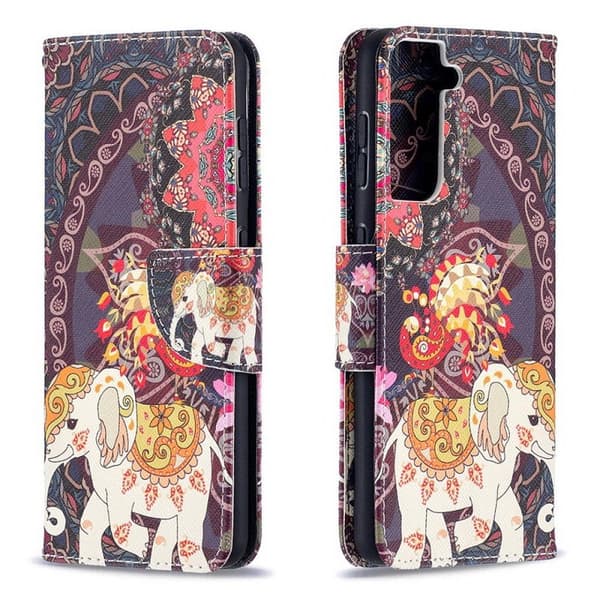 Plånboksfodral Samsung Galaxy S21 – Indiskt / Elefant