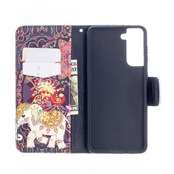 Plånboksfodral Samsung Galaxy S21 – Indiskt / Elefant