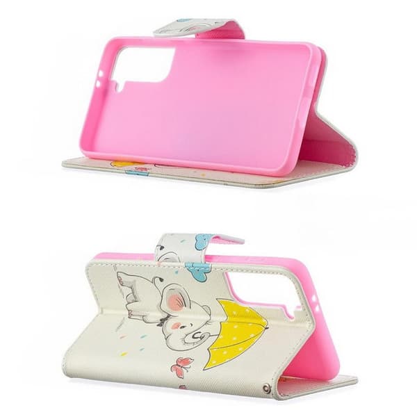Plånboksfodral Samsung Galaxy S21 – Elefant med Paraply