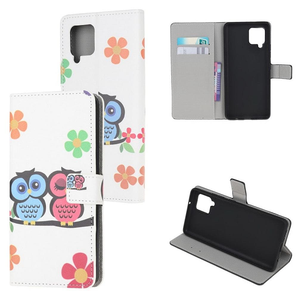 Plånboksfodral Samsung Galaxy A12 - Ugglor & Blommor
