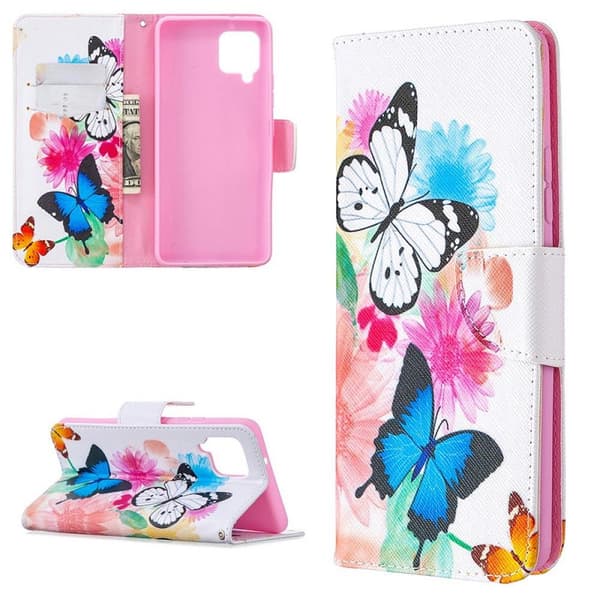 Plånboksfodral Samsung Galaxy A42 - Färgglada Fjärilar