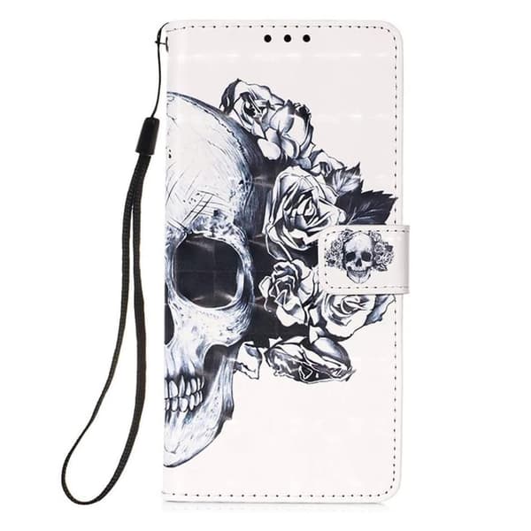 Plånboksfodral Samsung Galaxy A42 - Döskalle / Rosor