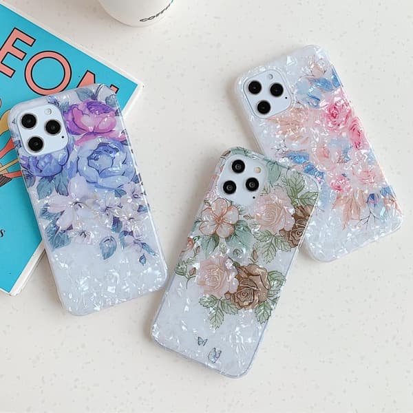 iPhone 12 Pro Max case kunstig perlemor solsikkeblomster
