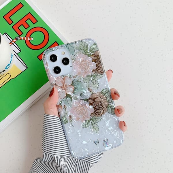 iPhone 12 Pro Max case kunstig perlemor solsikkeblomster
