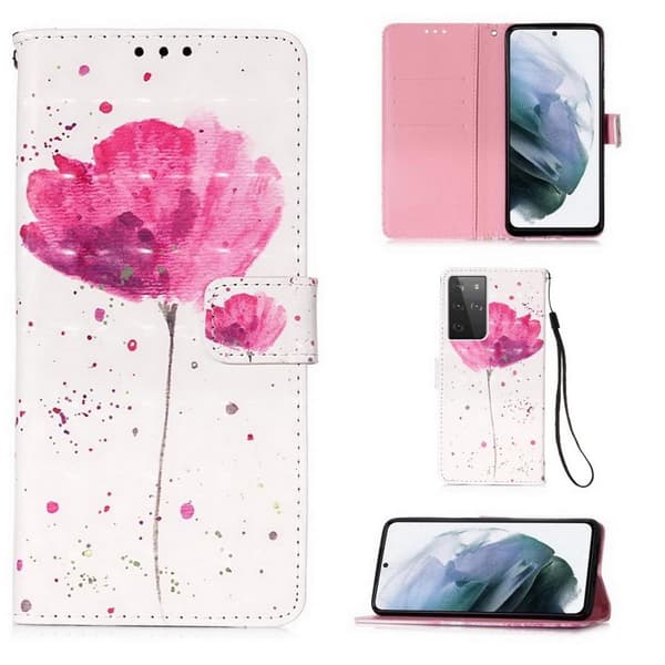 Plånboksfodral Samsung Galaxy S21 Ultra – Rosa Blomma
