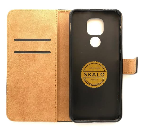 SKALO Moto E7 Plus Plånboksfodral Äkta Skinn