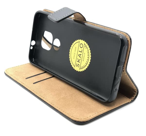 SKALO Moto E7 Plus Plånboksfodral Äkta Skinn
