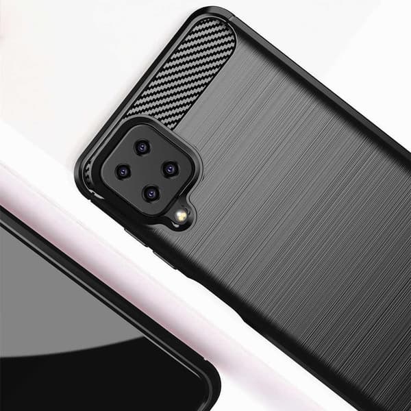 SKALO Samsung A12 Armor Carbon Iskunkestävä TPU suojakuori