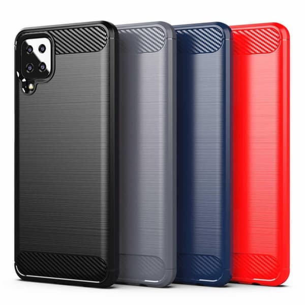 SKALO Samsung A12 Armor Carbon Iskunkestävä TPU suojakuori