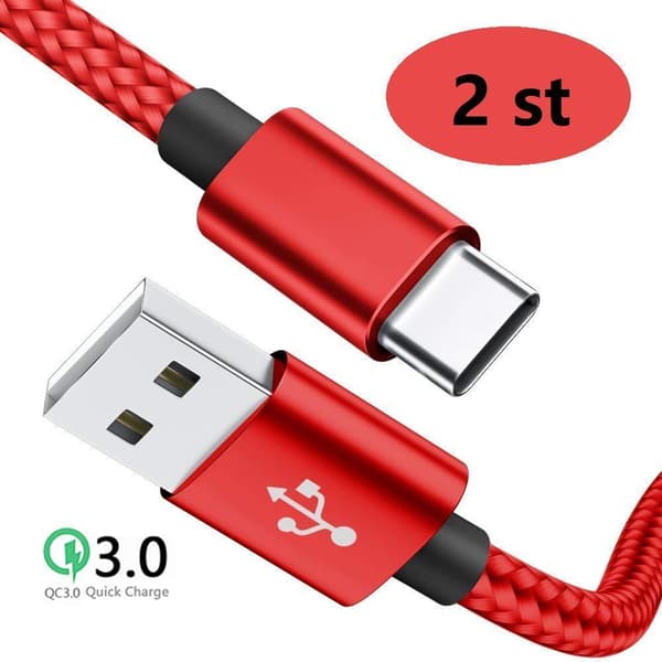 2 st super kvalitet 3 m usb-c rosa