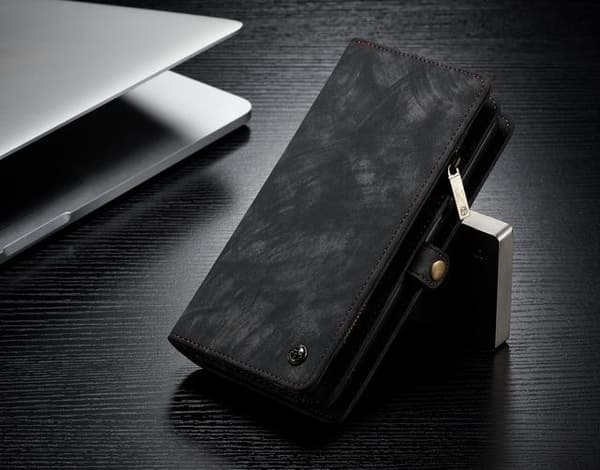 CaseMe (008) äkta läder med dragkedja plånbok 2 In1 för iphone