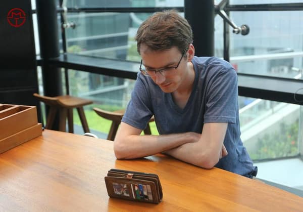 CaseMe (008) äkta läder med dragkedja plånbok 2 In1 för iphone