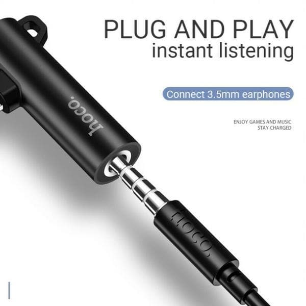 HOCO Adapterkontakt - dual lightning LS20 svart