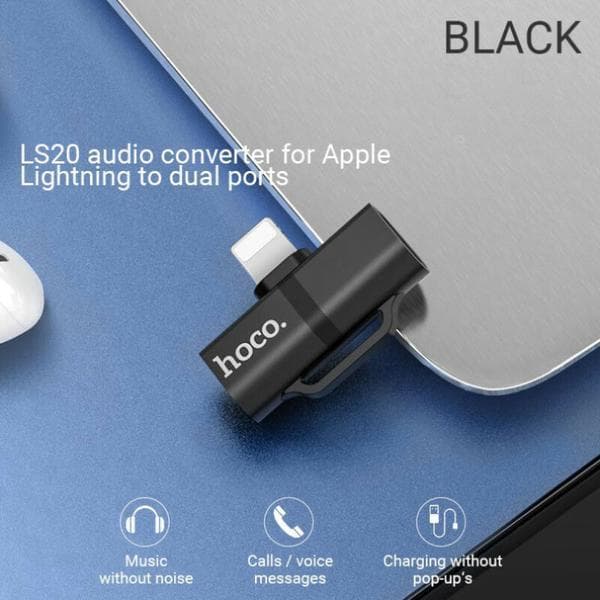 HOCO Adapterkontakt - dual lightning LS20 svart