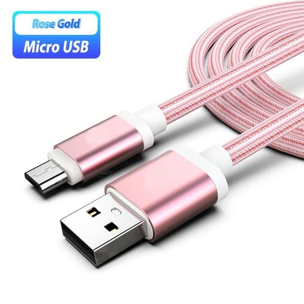 2 st 3 m micro-usb rosa kabel