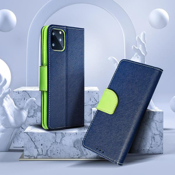 Fancy Book case for IPHONE 12 / 12 PRO navy/lime