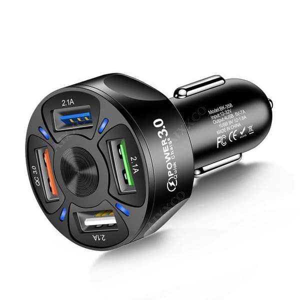 4-portar Snabbladdning USB-billaddare  35W vit
