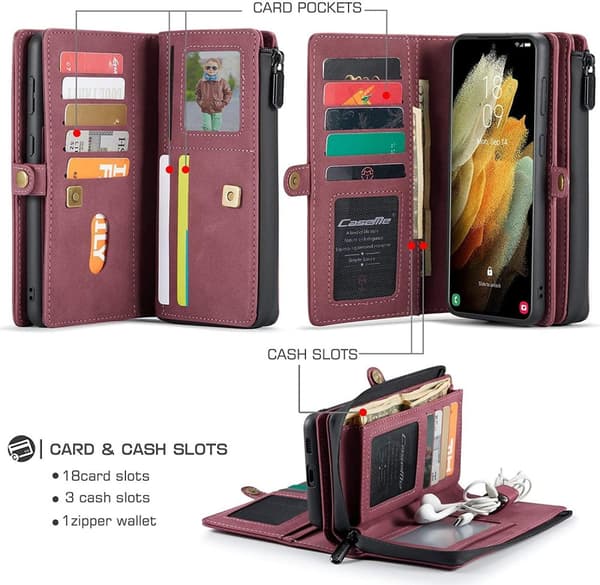 CaseMe 018 för Samsung Galaxy S21 plus Plånboksfodral|röd