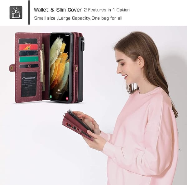CaseMe 018 för Samsung Galaxy S21 plus Plånboksfodral|röd