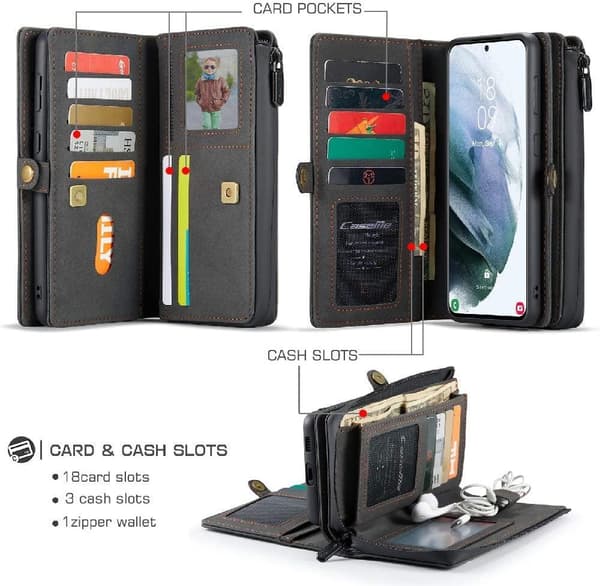 CaseMe 018 för Samsung Galaxy S21 Plånboksfodral|svart