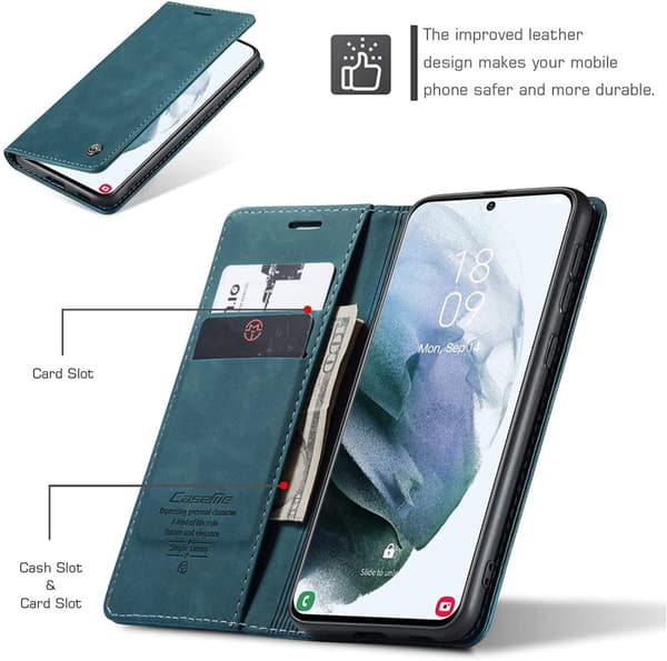 CaseMe 018 för Samsung Galaxy S21 Plånboksfodral|grön