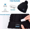 Miniatyrbild 3 av 7: Bluetooth-hatt med pompon (svart)