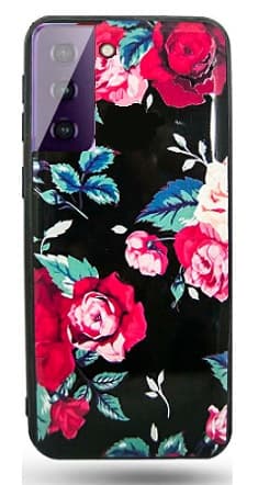 Samsung Galaxy S21 Skal - Svart med Rosor