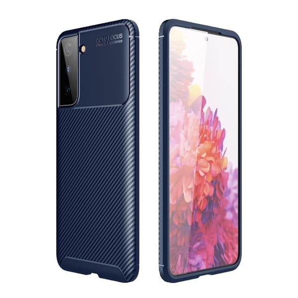 Carbon Fiber Mobilskal till Samsung Galaxy S21 Ultra - Blå