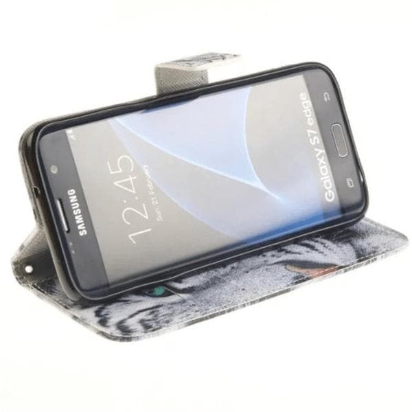 Plånboksfodral Samsung Galaxy S7 Edge – Vit Tiger