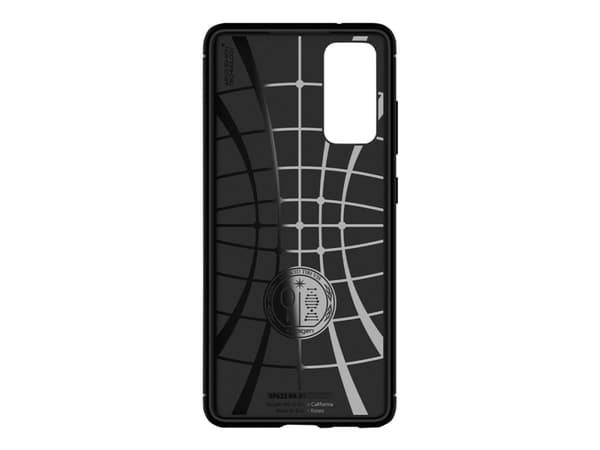Spigen Rugged Armor - baksida för mobiltelefon - flexibel termoplastisk polyuretan (TPU) - matt svart med kolfiberdetaljer och glänsande detaljer - f
