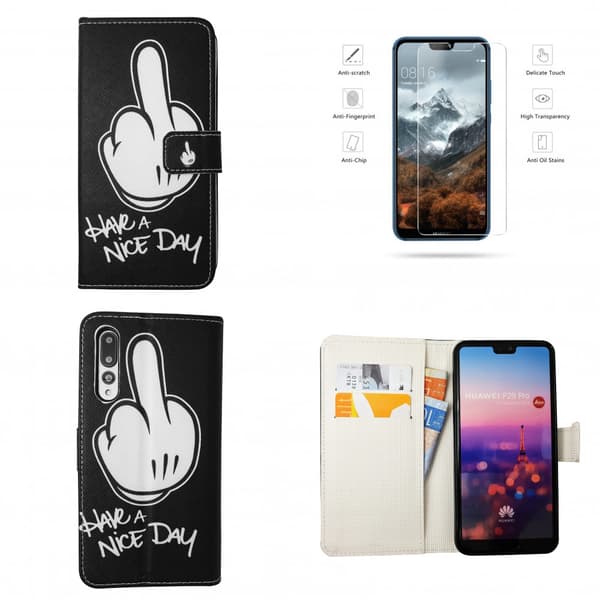 Huawei P20 Pro - PU Leather Wallet Case + Screen protection