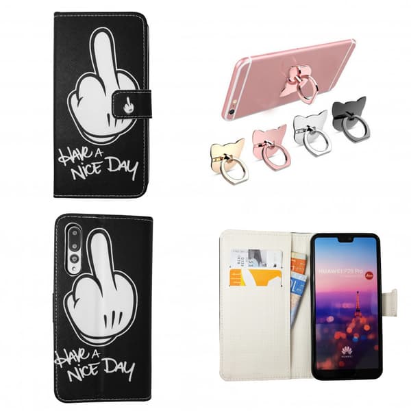 Huawei P20 Pro - PU Leather Wallet Case + Ring