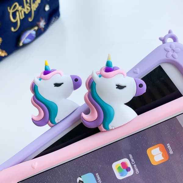Trolsk Kids-etui med stropp - Cute Pink Unicorn (iPad mini 5)