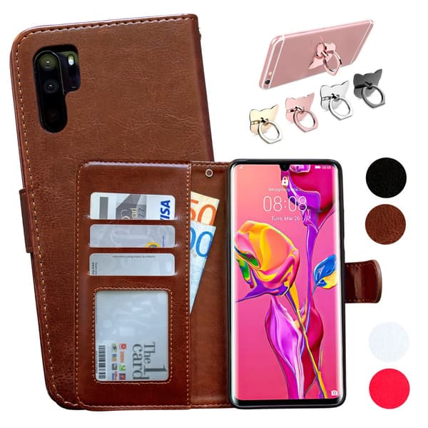 Huawei P30 Pro - Läderfodral / Skydd Brown