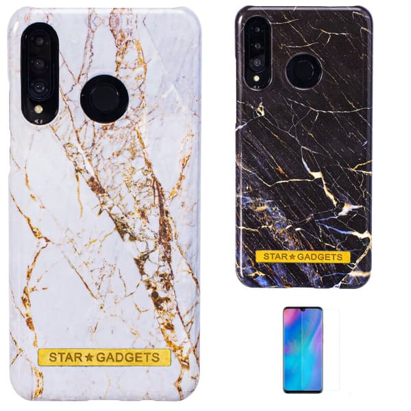 Huawei P30 Lite - Cover / Beskyttelse Marble Black