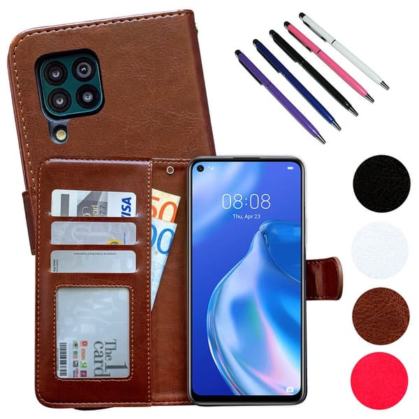 Huawei P40 Lite - PU Leather Wallet Case Black