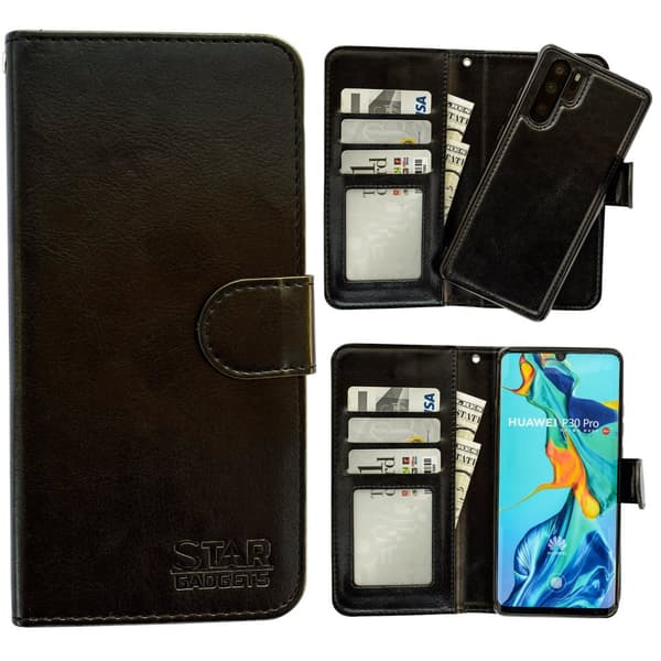 Huawei P30 Pro - PU Leather Wallet Case Black