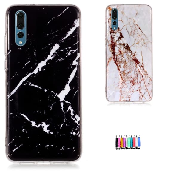 Huawei P30 - Case Protection Marble + Touch Black