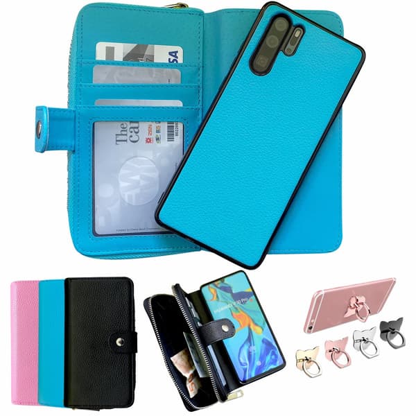Huawei P30 Pro - PU Leather Wallet Case Blue