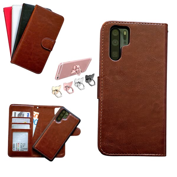 Huawei P30 Pro - PU Leather Wallet Case Brown